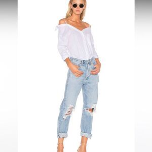 Agolde 90’s mid rise Women Light Blue Ripped distressed Denim Jeans size 23 EUC